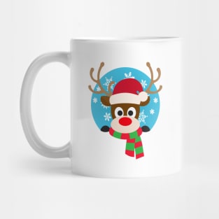 Cute Rudolph Red-Nosed Reindeer Christmas Design Mug